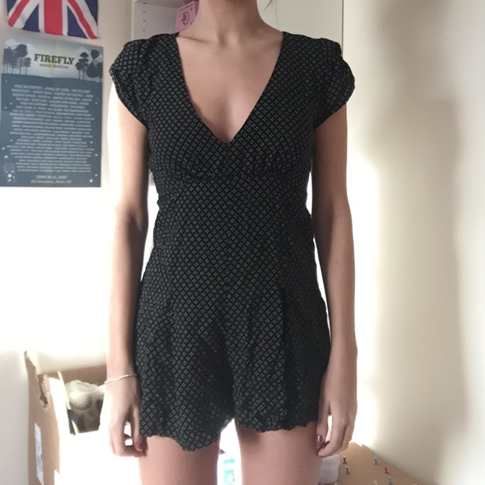 Black w/ white dot design romper